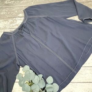 Nic + Zoe Tie Neck Long Sleeve Peasant Top